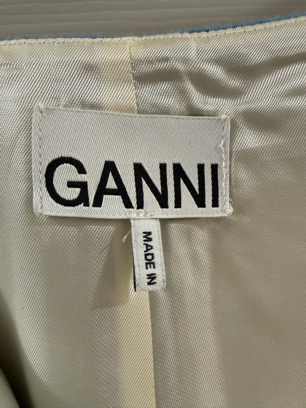 Ganni Blue Wool Blend Mini Skirt EU 34 US 2 A-Line Quiet Luxury Minimalist - Picture 6 of 14